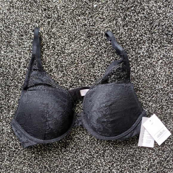Auden Other - NWT Auden Push-Up Bra 36A | Black Lace Plunge Underwire | Adjustable Straps |